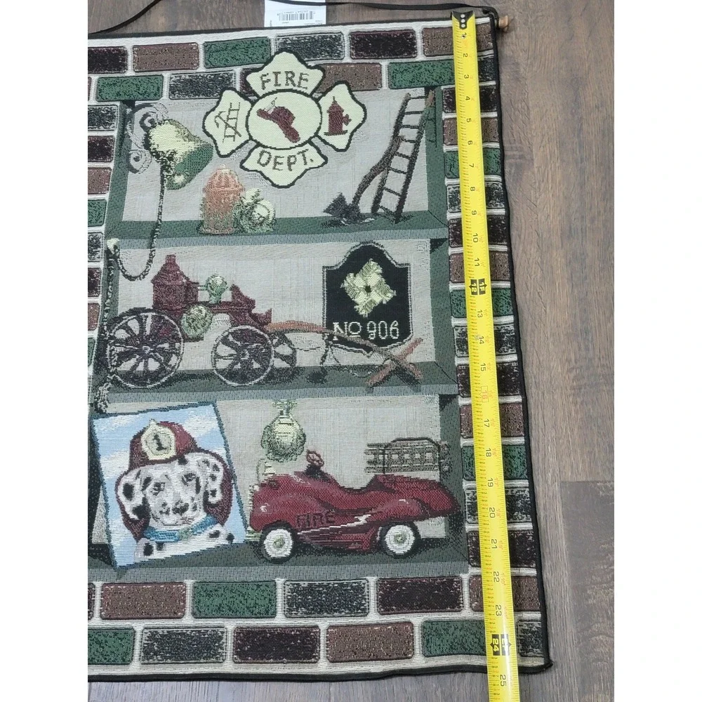 Firefighter Wall Hanging Tapestry Vintage Fire Dept Dalmatian Decor‎